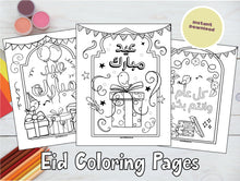 Load image into Gallery viewer, Happy Eid Arabic Coloring Pages Birds and Gifts Festive Theme
